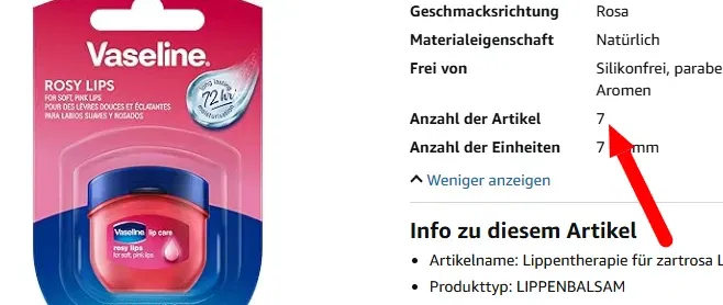 Mengenfehler? 7mal – Vaseline Lip Therapy Rosy Pflegender Lippenbalsam für 4,99 € inkl. Prime-Versand (statt 20,93 €)
