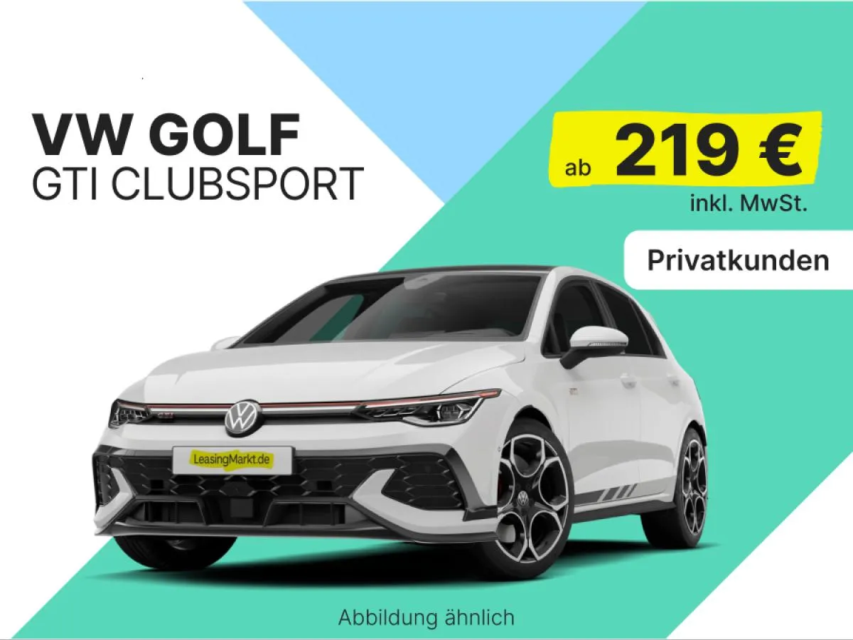 Volkswagen Golf 2.0 TSI DSG GTI Clubsport mit 300 PS für 219,00 € / Monat + 1.490,00 € einmalig – LF 0,44 (Privatkunden)