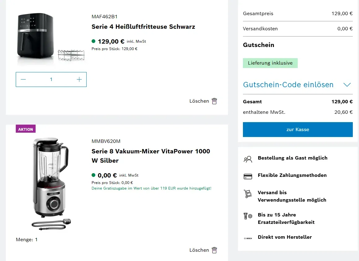 Warenkorb Bosch 04 03 2026 16 30 Schnäppchen, Deals Und Rabattcodes Des Tages - Warenkorb Mit Bosch-Produkten