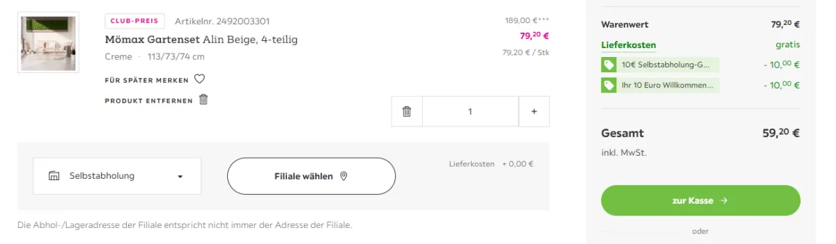 Schnäppchen, Deals und Rabattcodes des Tages - Einkaufswagen bei Mömax