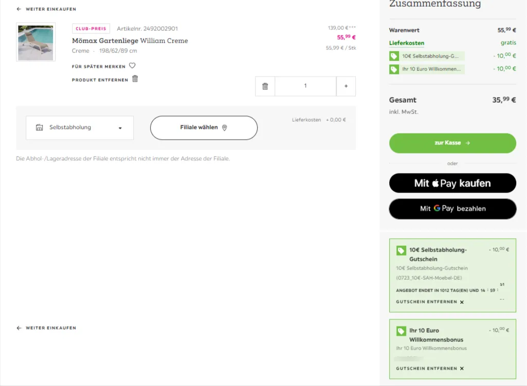 Warenkorb Moemax 03 25 2026 03 00 PM Schnäppchen, Deals und Rabattcodes des Tages - Einkaufswagen mit Möbeln