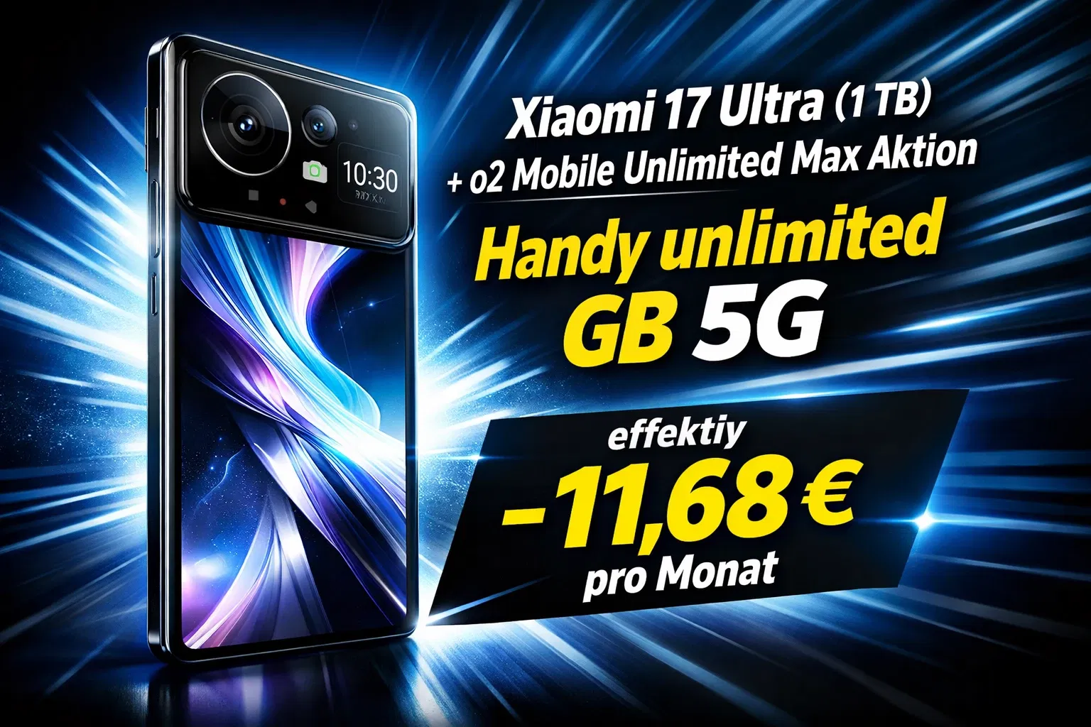 Sparhandy: Xiaomi 17 Ultra (1 TB) + o2 Mobile Unlimited Max Aktion Handy unlimited GB 5G für 44,99 € / Monat + 346,93 € einmalig