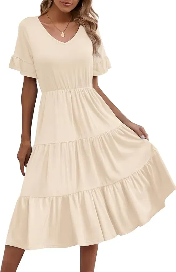 ZEAGOO Damen Sommerkleid mit V-Ausschnitt (6 Farben, Gr. S bis XL) für 9,74 € inkl. Prime-Versand (statt 14,99 €)