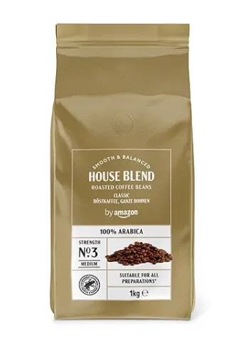 by Amazon House Blend Kaffeebohnen (1kg Mittelgeröstet Rainforest Alliance Zertifiziert) ab 9,62 € inkl. Prime-Versand (statt 14,94 €)