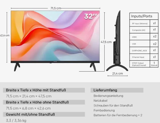 Coocaa 32 Zoll Qled Smart Tv