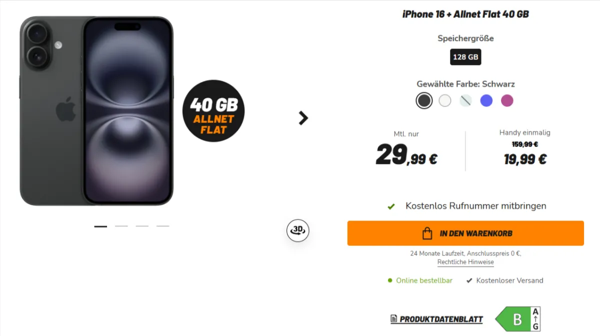 Schnäppchen, Deals und Rabattcodes des Tages: iPhone 16 mit Vertrag zum Top-Preis bei klarmobil.de