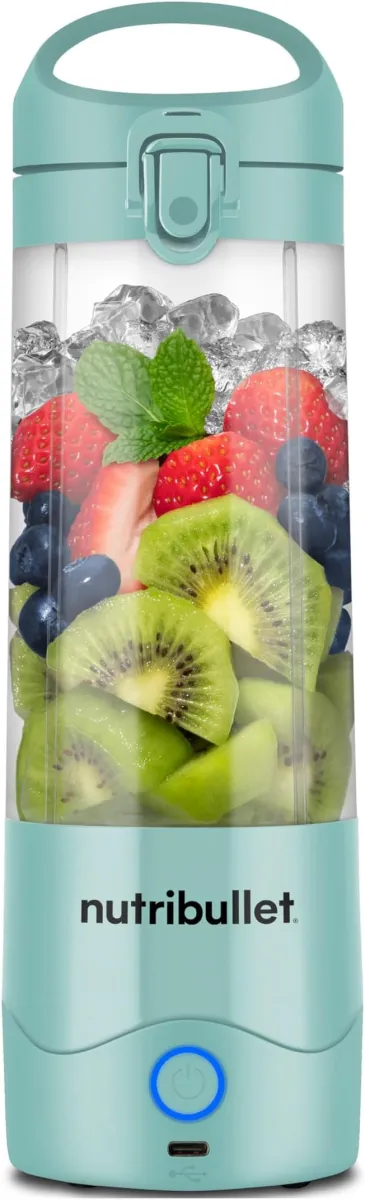nutribullet Portable Smoothie Maker to go (475ml – zerkleinert Eis & Obst, Hellblau, NBP003LBL)