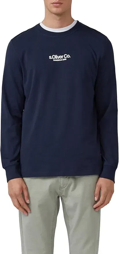 s.Oliver Longsleeve aus Baumwolle mit Rippbündchen und Logo (Gr. S bis 3XL) für 12,99 € inkl. Prime-Versand (statt 24,00 €)