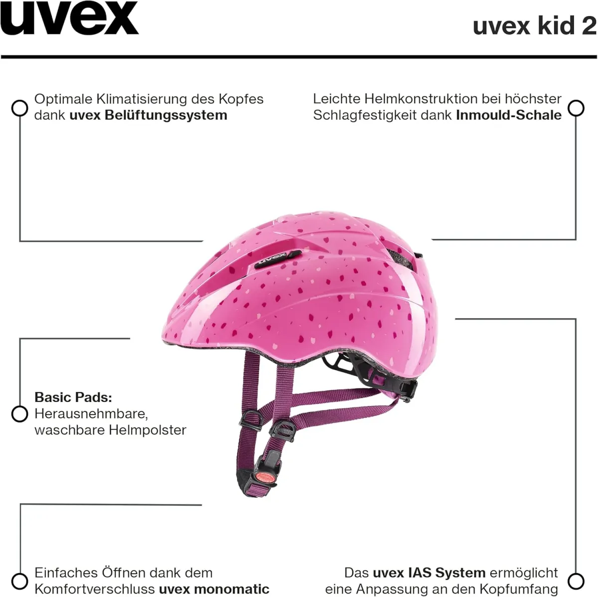 uvex Kid 2 Pink Confetti Kinder Fahrradhelm