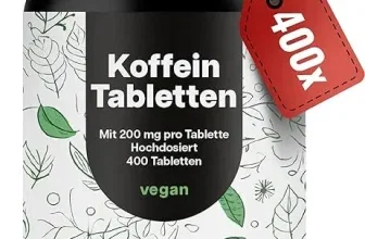 Bloom Naturals Koffeintabletten hochdosiert (400 Tabletten) - Effektiver Energiekick