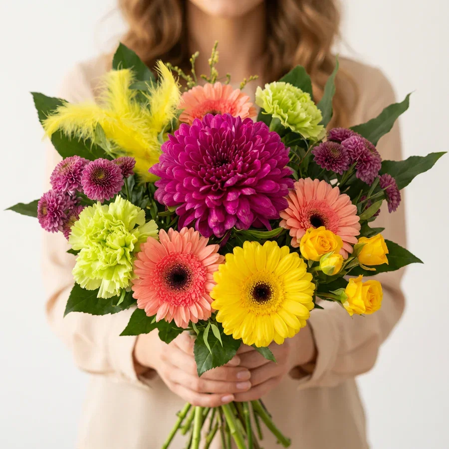 Schnäppchen, Deals und Rabattcodes des Tages - Frau hält Blumenstrauß zu Ostern