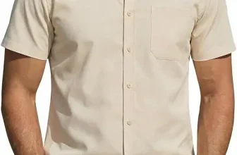 COOFANDY Herren Hemd Kurzarm Regular Fit in Beige