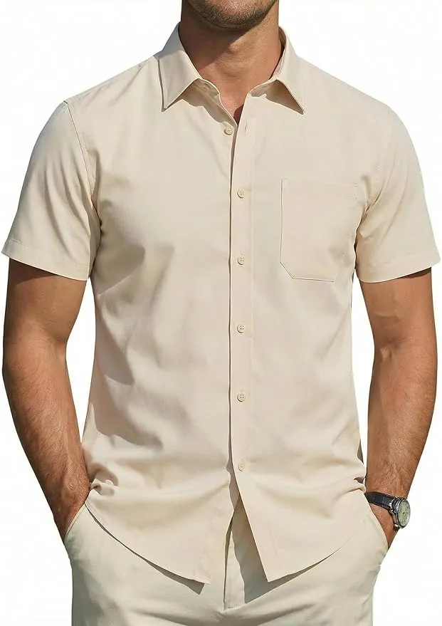 COOFANDY Herren Hemd Kurzarm Regular Fit (8 Farben, Gr. S bis XXL)