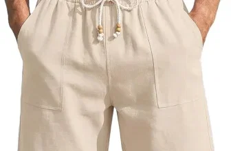 COOFANDY Herren Sommer Leicht Leinenoptik Shorts (9 Farben, Gr. S bis 3XL)