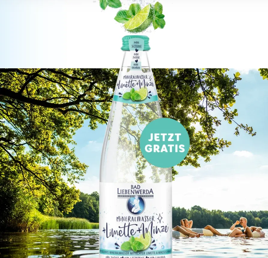 Bad Liebenwerda Mineralwasser Cashback: 100% Geld zurück für Limette-Minze