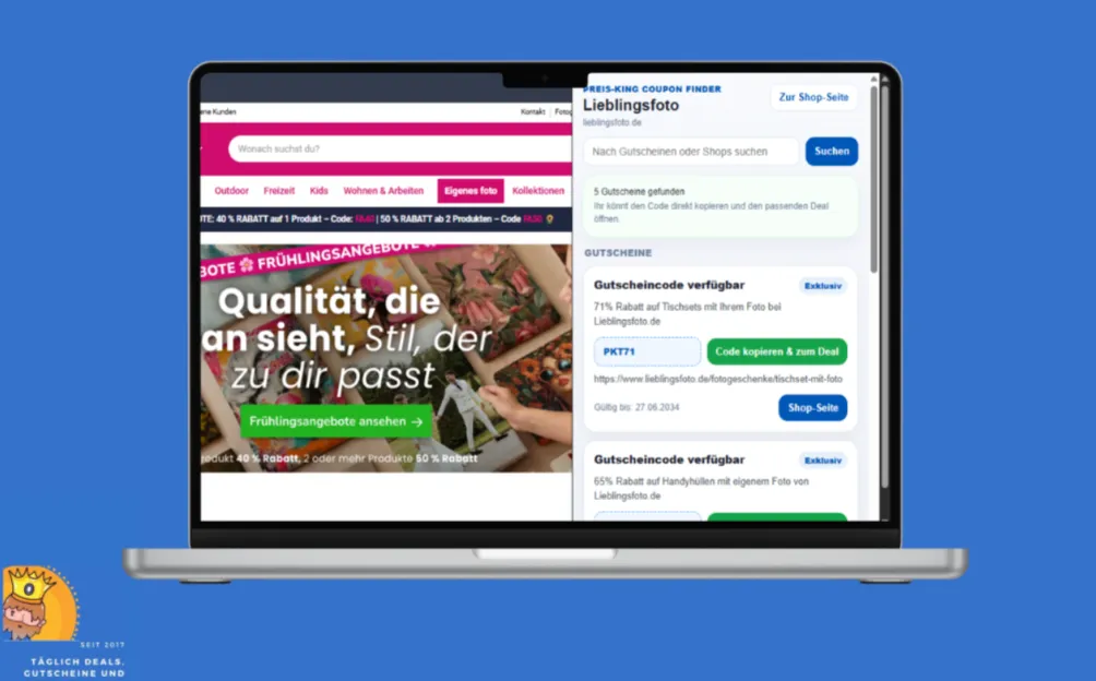 Cashback Browser Extension Preis King zeigt Gutscheine und Deals direkt im Online Shop