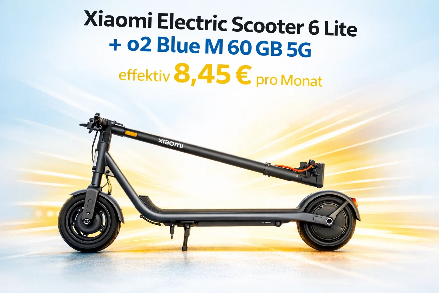DEINHANDY: Xiaomi Electric Scooter 6 Lite + o2 Blue M 60 GB 5G für 19,99 € / Monat + 51,93 € einmalig