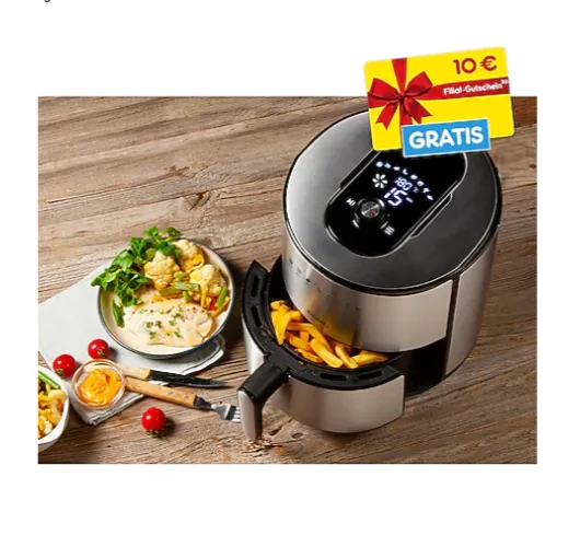 🔥Domo DO530FR Heißluft-Fritteuse – 4 l – Edelstahl – 1500 W Lcd-Anzeige + 10€  Filial-Gutschein