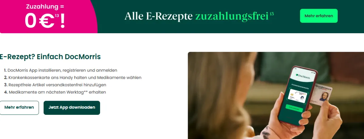 DocMorris E-Rezept: Zuzahlung sparen bei verschreibungspflichtigen Medikamenten