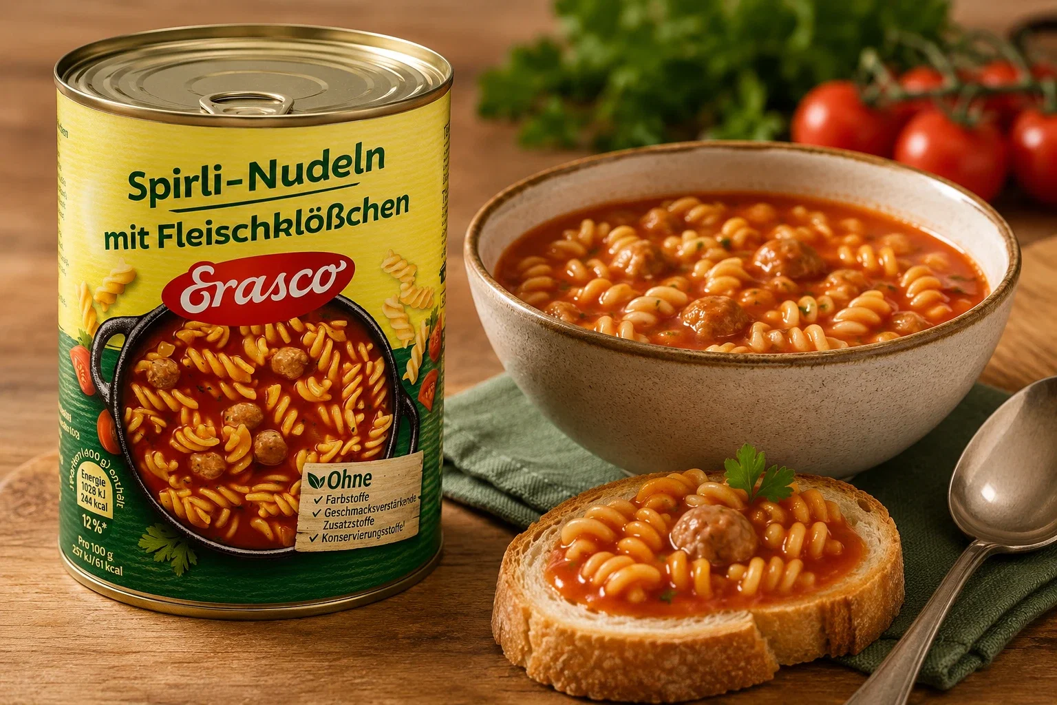Erasco Spirli-Nudeln mit Fleischklößchen (800g)