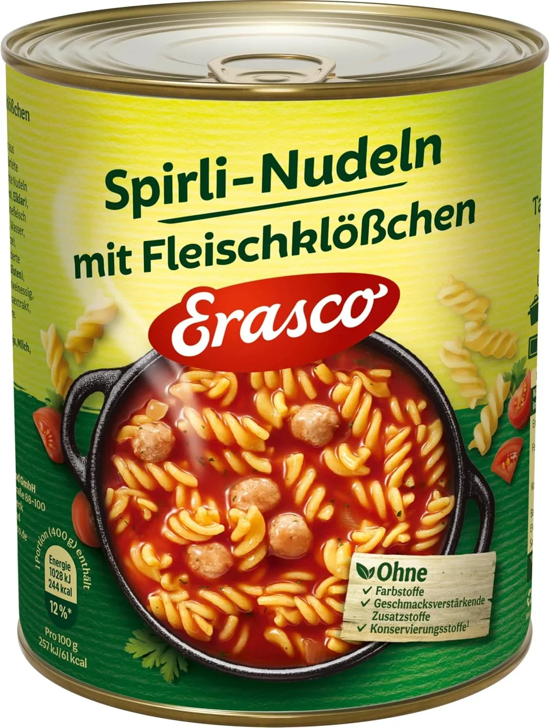 Erasco Spirli Nudeln mit Fleischkloesschen Erasco Spirli Nudeln mit Fleischkloesschen