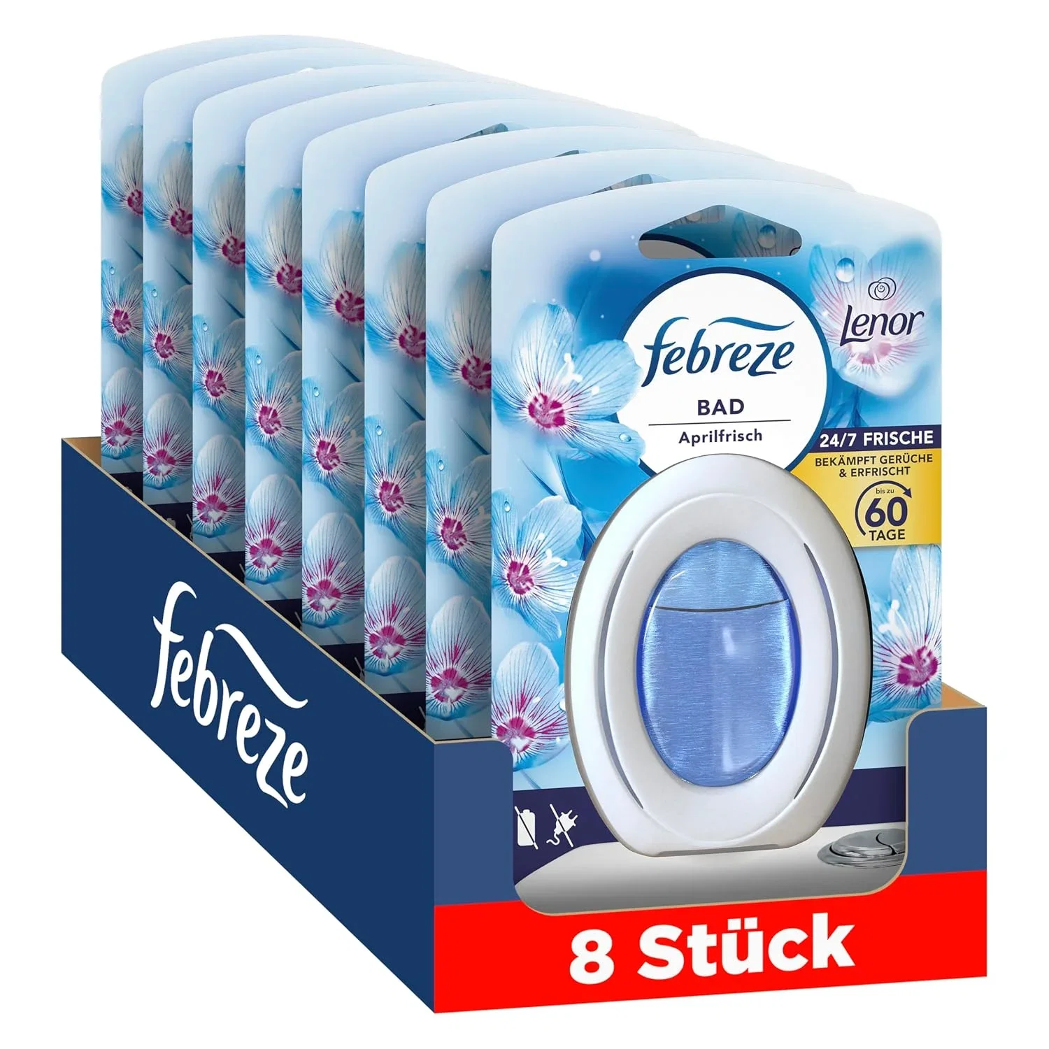 Febreze Lenor Aprilfrisch Bad (Lufterfrischer Kontinuierliche Geruchsbekämpfung (8 Stück)
