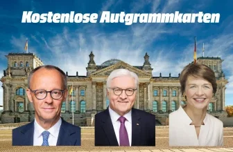 Kostenlose Autogrammkarten des Bundespräsidenten und Bundeskanzlers