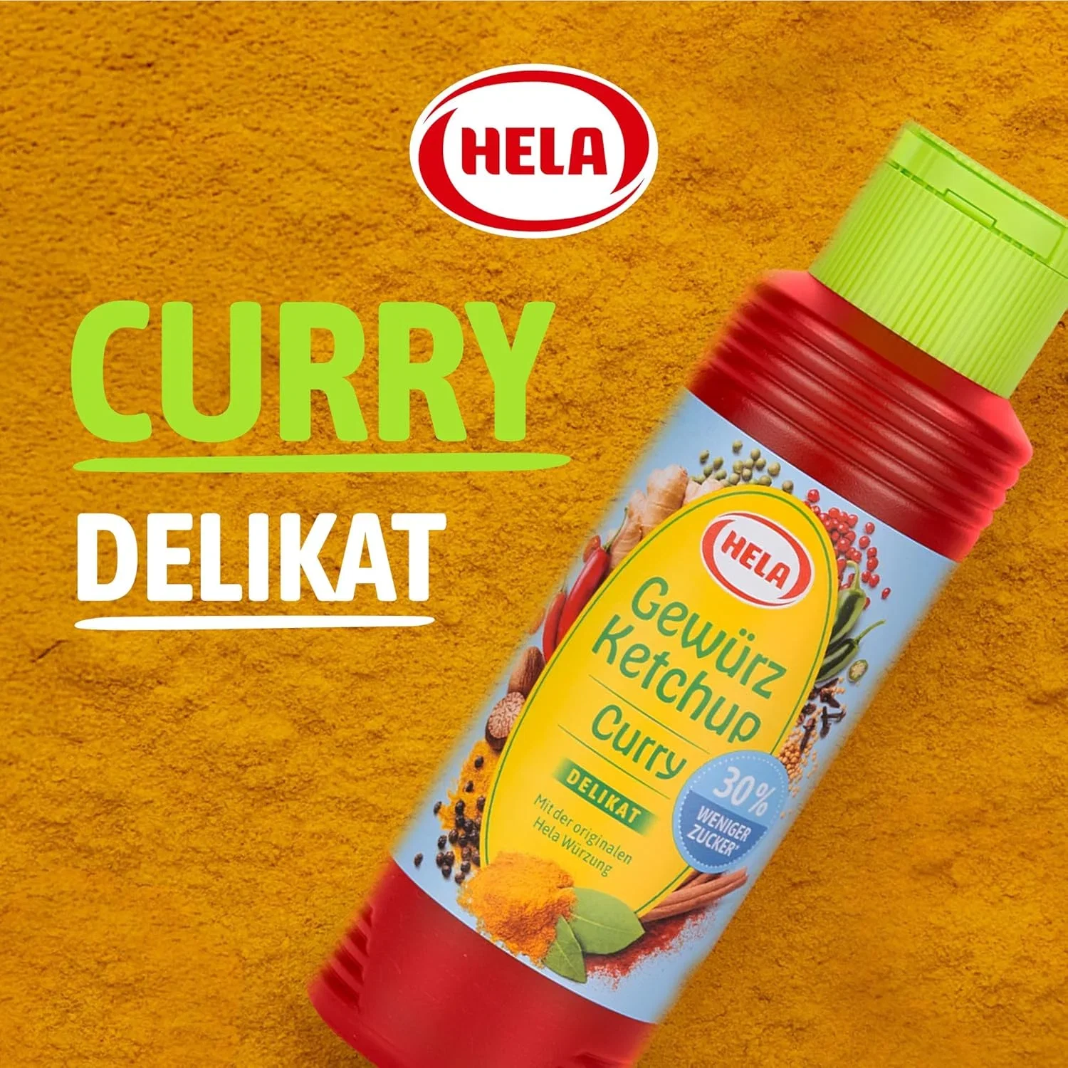HELA – Gewürz Ketchup Curry delikat 300 ml – 30 % weniger Zucker & ohne Süßungsmittel (300ml)