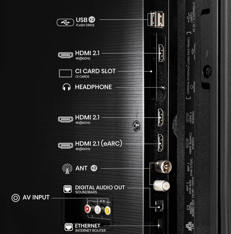 Hisense 55E6NT 139cm 55 Zoll Fernseher Anschluesse