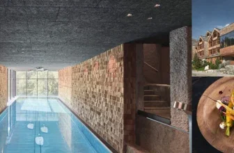 Ein Bild des Hotels Tenne Lodges mit Pool, Wohnzimmer und einem Teller mit Essen