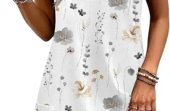 Hotouch Damen Sommerkleid Ärmellos mit V-Ausschnitt