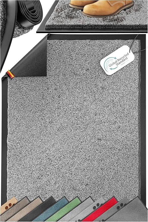 KESSER Schmutzfangmatte Profi Fussmatte in vielen Groessen Tuermatte Teppich Fussabtreter Fussabstreifer rutschfest wetterfest maschinenwaschbar Haustuer Wohnungseingang Hellgrau