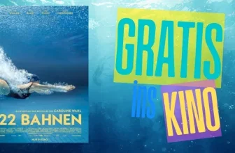 Ein Plakat des Films '22 Bahnen' mit einer Schwimmerin im Wasser