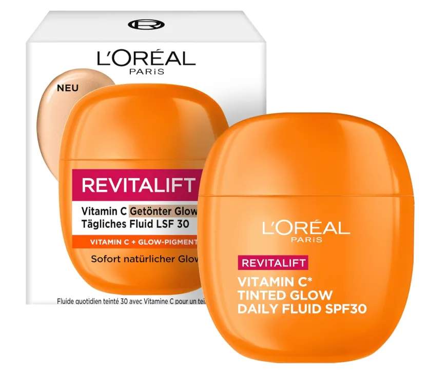 L Oreal Paris Vitamin C Fluid Getoent mit LSF 30 taegliche Feuchtigkeitspflege fuer strahlenden Teint
