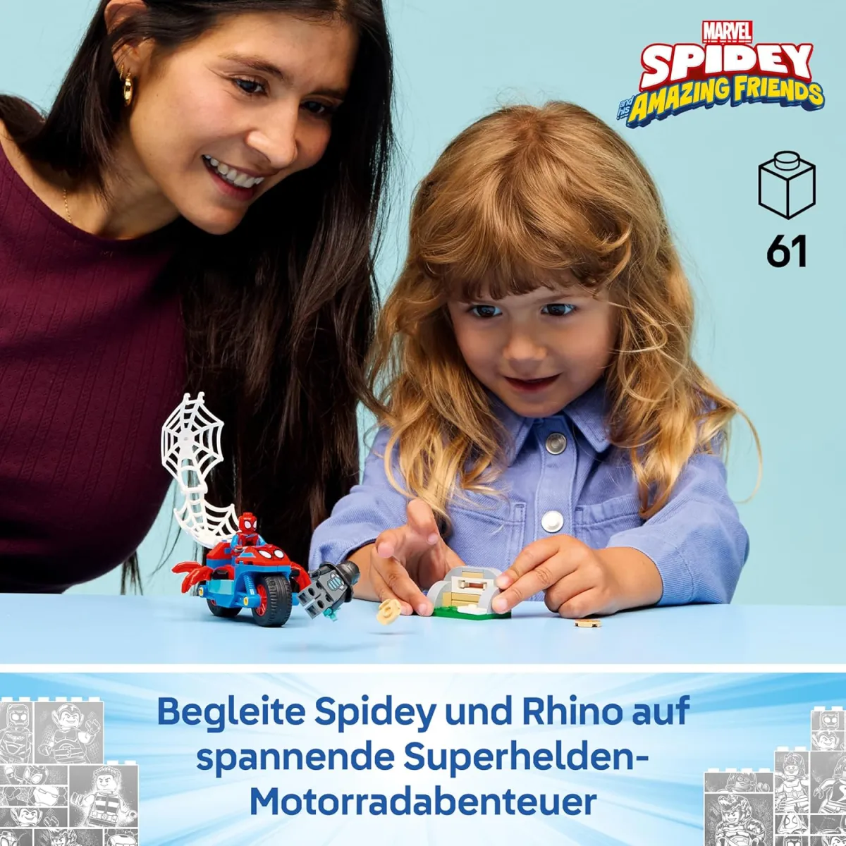Schnäppchen, Deals und Rabattcodes des Tages: LEGO Marvel Spidey auf seinem Motorrad gegen Rhino