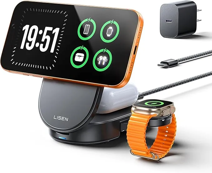 LISEN 25W Qi2.2 MagSafe Ladestation 45W Netzteil (inkl. 45W Netzteil)