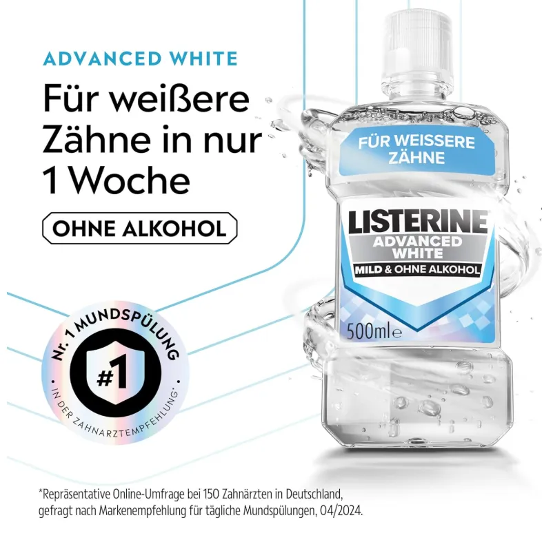 Schnäppchen, Deals und Rabattcodes des Tages - Listerine Advanced White Mundspülung 6x500 ml