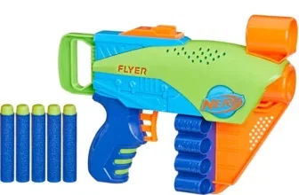 Schnäppchen, Deals und Rabattcodes des Tages - Nerf Elite Jr. Flyer Easy Play Schaumstoff-Blaster mit 5 Nerf Elite Darts