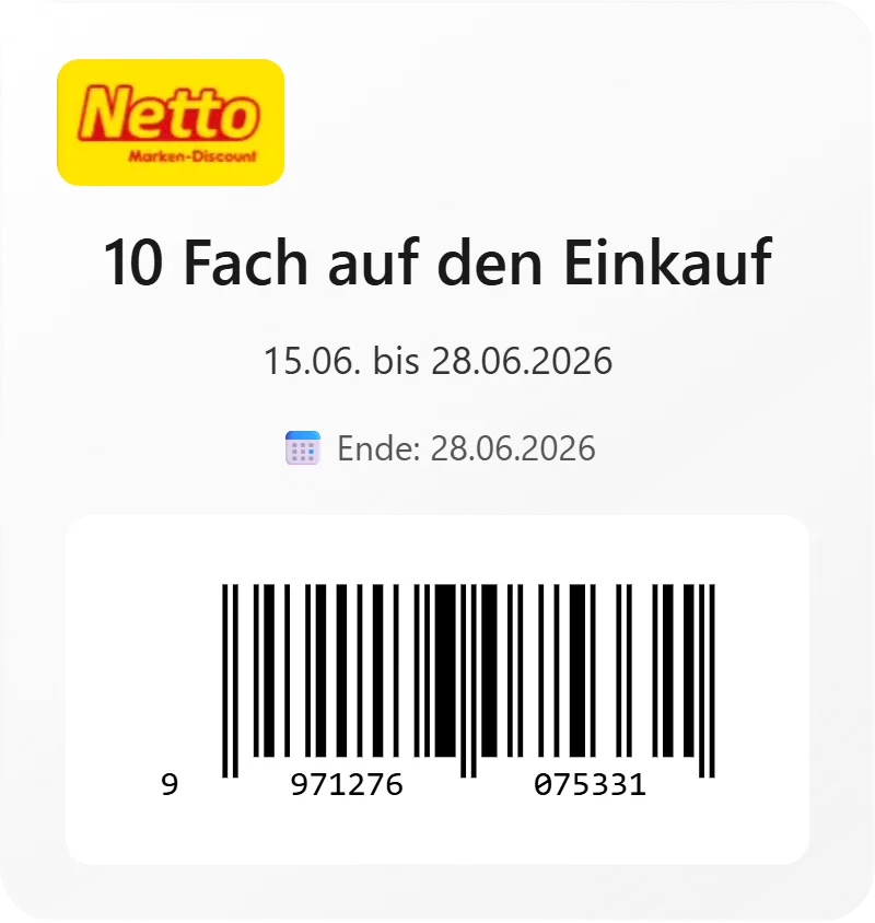Netto Marken Discount 10 Fach auf den Einkauf Barcode 9971276075331