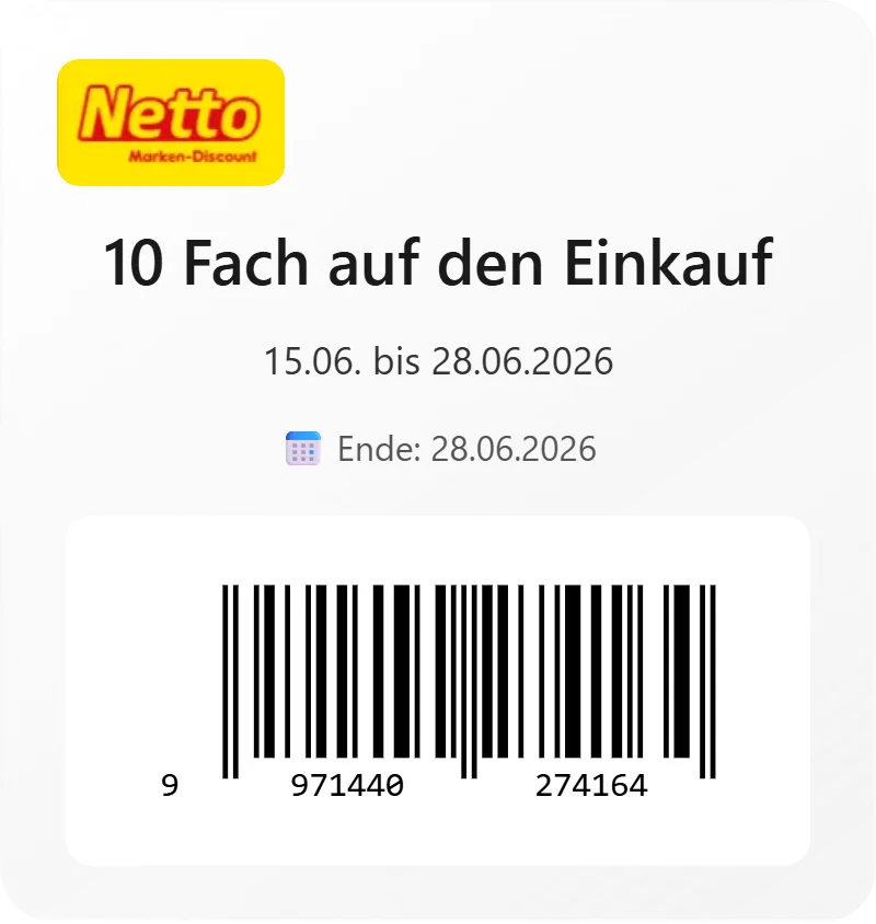 Netto Marken Discount 10 Fach auf den Einkauf Barcode 9971440274164