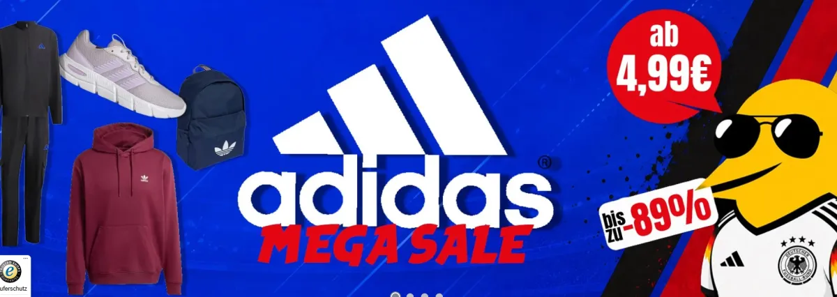 Picksport: Adidas Mega Sale mit Produkten ab 4,99 €  zzgl. Versand