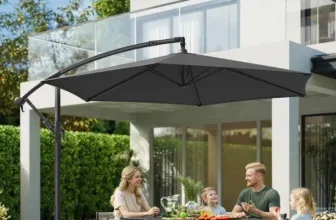 SONGMICS Ampelschirm 300cm mit Kurbel und Kreuzfuß, ideal für Garten, Balkon oder Terrasse