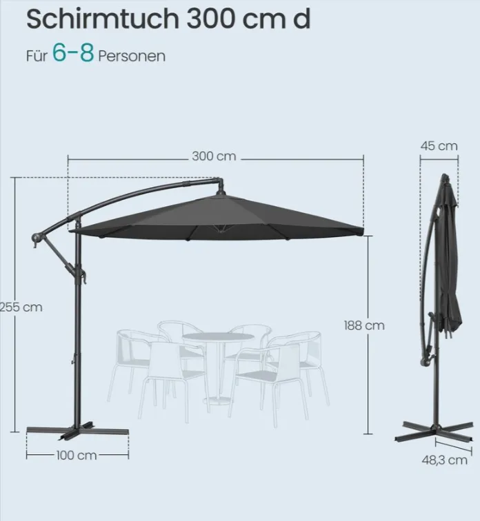 Schnäppchen, Deals und Rabattcodes des Tages: SONGMICS Ampelschirm Details