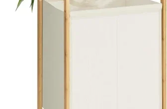 SONGMICS Wäschekorb 2 Fächer RLH102WD01 - Praktischer Wäschekorb mit 2 Fächern