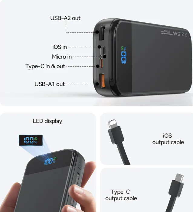 SOUNIX Power Bank 20000 mAh 22 5 W USB C Schnäppchen, Deals und Rabattcodes des Tages: SOUNIX Power Bank 20000 mAh 22,5 W USB-C
