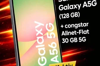Schnäppchen, Deals und Rabattcodes des Tages - Samsung Galaxy A56 5G mit congstar Allnet-Flat 30 GB