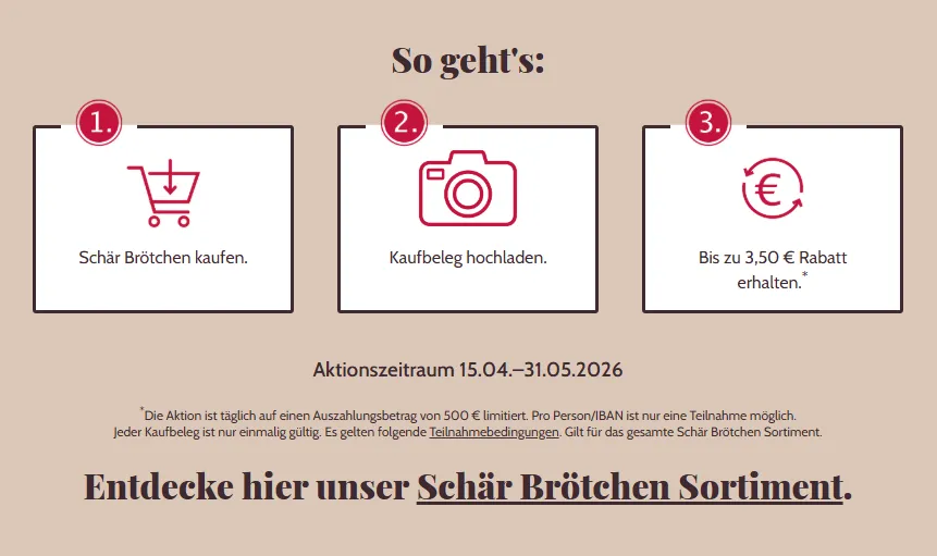 Schaer Broetchen Staffelrabatt Schnäppchen, Deals und Rabattcodes des Tages - Schaer Brötchen Staffelrabatt