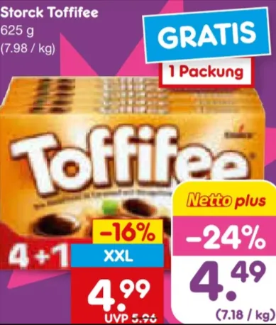 Netto MD: 5 x Storck Toffifee (625 g gesamt) für 4,49 Euro mit der Netto-App