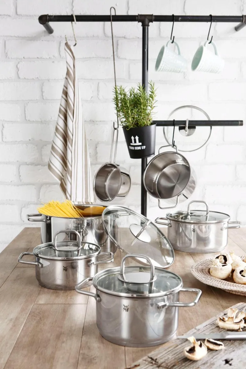 WMF Topf-Set Inspiration Induktion Kochtopf Set mit Glasdeckel (Für alle Herdarten – 11-teilig)