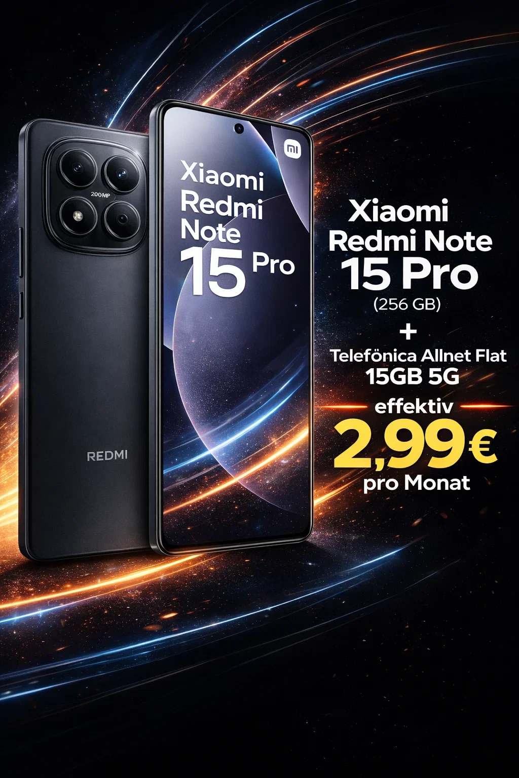 MediaMarkt Tarifwelt: Xiaomi Redmi Note 15 Pro (256 GB) + Telefónica Allnet Flat 15GB 5G für 9,99 € / Monat + 125,93 € einmalig